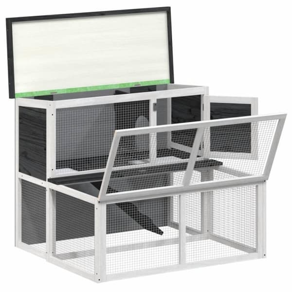 vidaXL Kaninbur grå 102x90x84,5 cm heltre furu