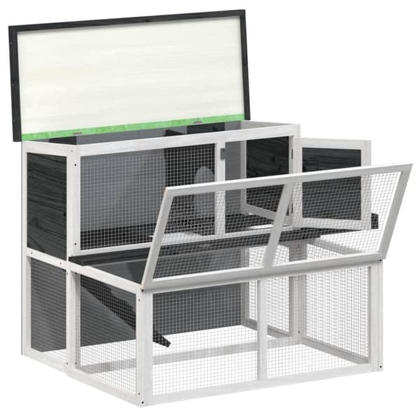 vidaXL Kaninbur grå 102x90x84,5 cm heltre furu