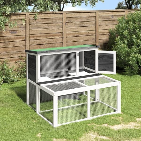 vidaXL Kaninbur grå 102x90x84,5 cm heltre furu