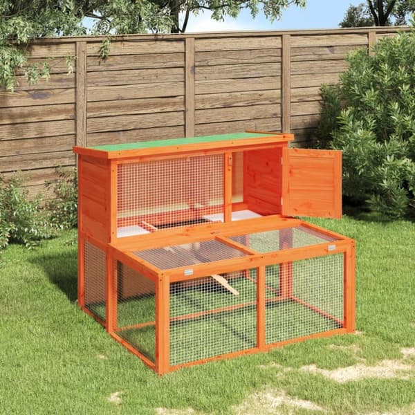 vidaXL Kaninbur brun 102x90x84,5 cm heltre furu