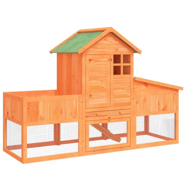 vidaXL Kaninbur brun 170x63x113 cm massiv furu