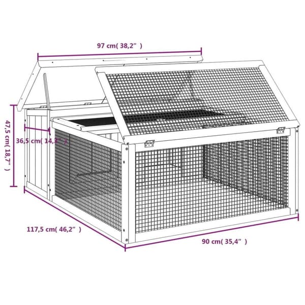 vidaXL kaninbur 117,5x97x47,5 cm massivt fyrretræ mokkafarvet