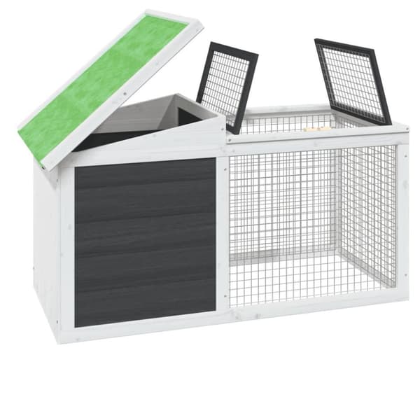 vidaXL kaninbur 100,5x54x55 cm massivt fyrretræ grå