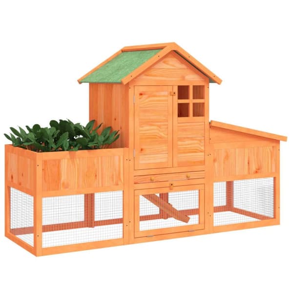 vidaXL kaninbur 170x63x113 cm massivt fyrretræ brun