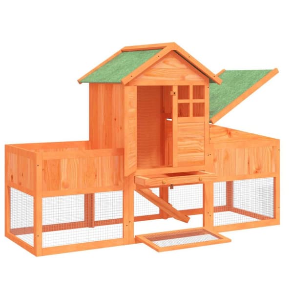 vidaXL kaninbur 170x63x113 cm massivt fyrretræ brun
