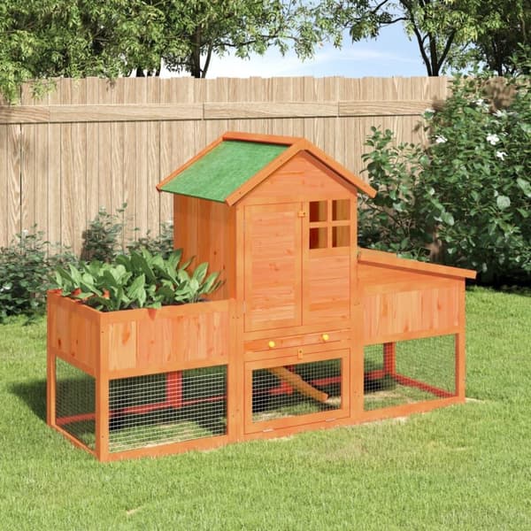 vidaXL kaninbur 170x63x113 cm massivt fyrretræ brun