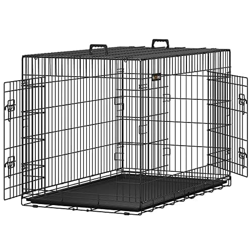 Feandrea hundekurv, foldbar, 122 cm lang, 2 døre, xxl, sort