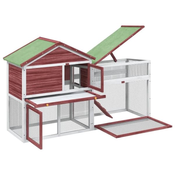 vidaXL Kaninbur mocka 185,5x60,5x109,5 cm massiv furu