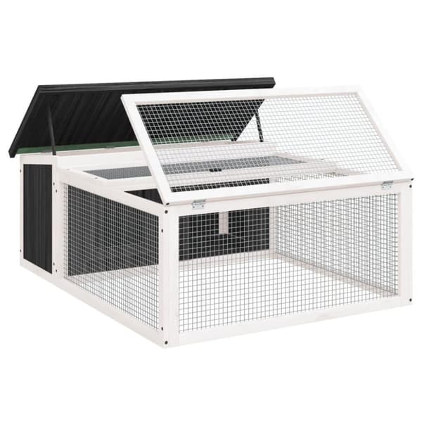 vidaXL kaninbur 117,5x97x47,5 cm massivt fyrretræ grå