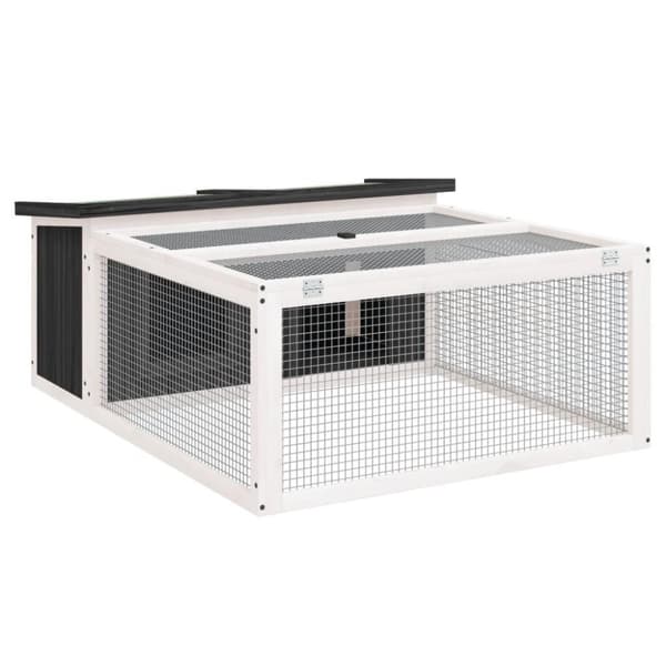 vidaXL kaninbur 117,5x97x47,5 cm massivt fyrretræ grå