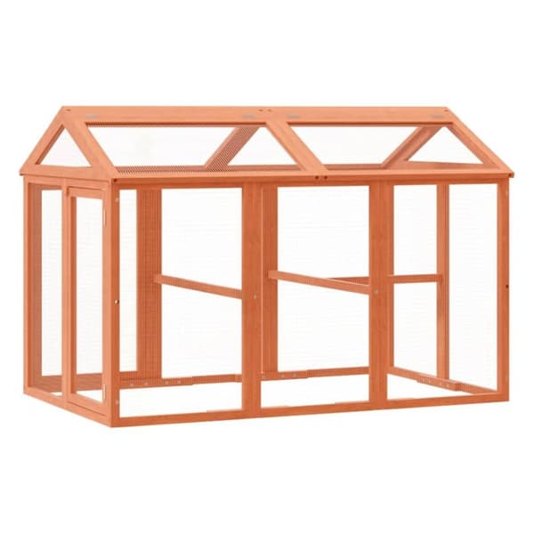 vidaXL Utomhusbur brun 141x94x104 cm massiv furu