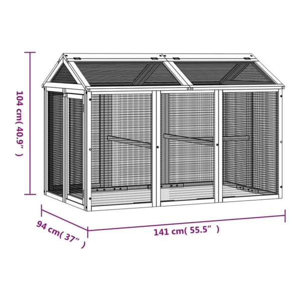 vidaXL Utomhusbur brun 141x94x104 cm massiv furu
