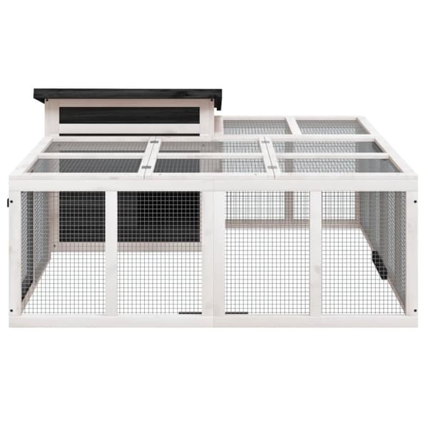 vidaXL kaninbur 144x123x67,5 cm massivt fyrretræ grå