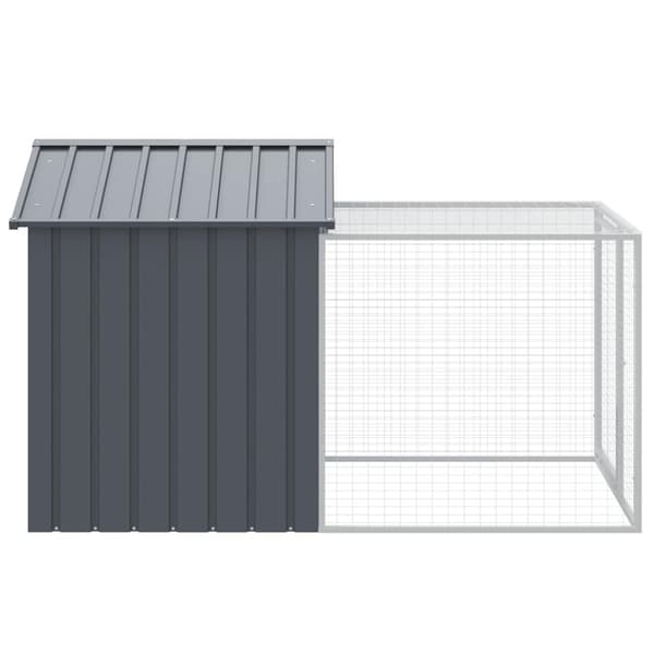 vidaXL hønsehus med løbegård 117x201x123 cm galvaniseret stål antracit