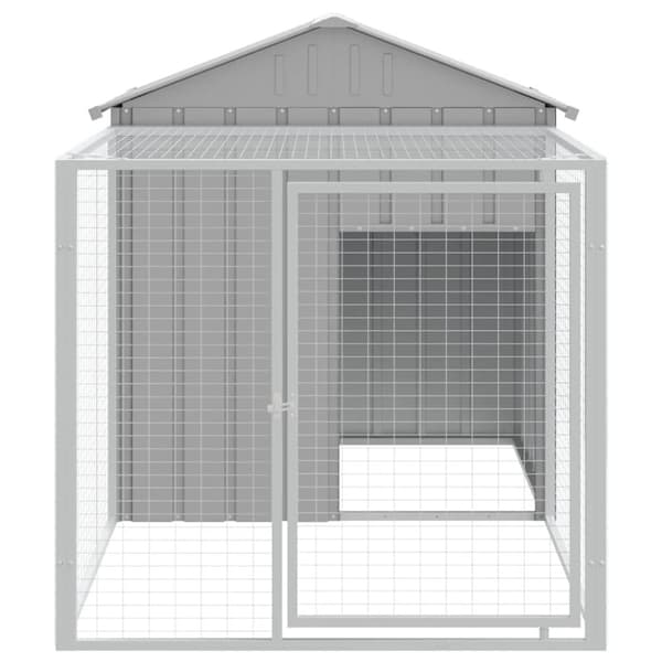 vidaXL Hønsebur med gård antrasitt 117x201x123 cm galvanisert stål
