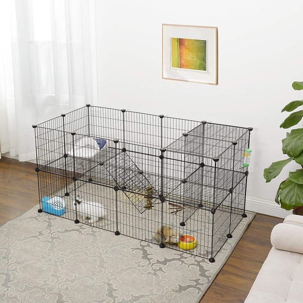 Rootzin häkki - Pieneläinhäkki - Lemmikkien häkki - Eläinten häkki - Lintuhäkki - Hamsterin häkki - Kanin häkki - ABS/metallilanka - Musta - 143 x 71
