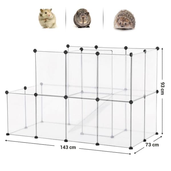 Rootz Small Animal Run - Plastic Animal Run - Kanin Run - Hamster Run - Small Pet Run - Portable Animal Run - Vit - 143 x 73 x 93 cm