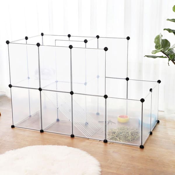 Rootz Small Animal Run - Plastic Animal Run - Kanin Run - Hamster Run - Small Pet Run - Portable Animal Run - Vit - 143 x 73 x 93 cm