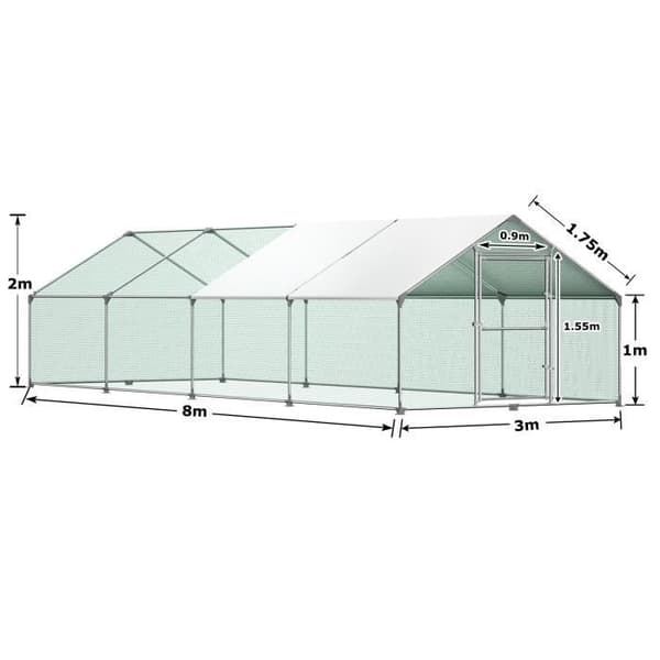 Hönshus - XMTECH - 24m² - Galvaniserat stål - Utomhus - Max 10 djur