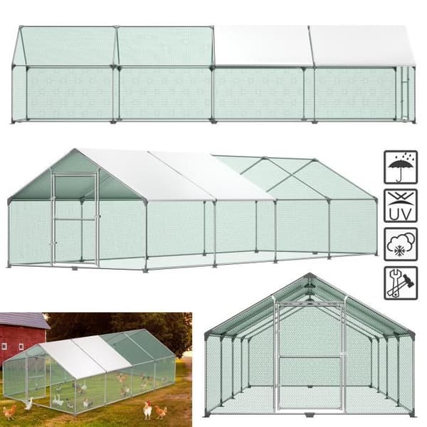 Hönshus - XMTECH - 24m² - Galvaniserat stål - Utomhus - Max 10 djur