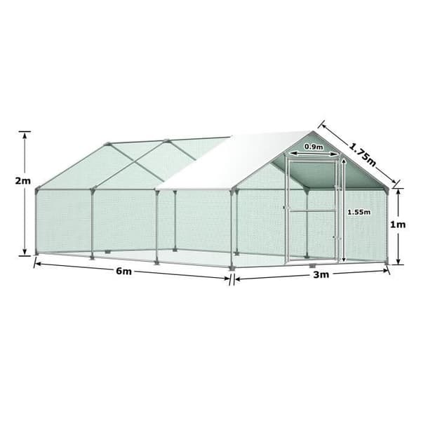 Hönshus - XMTECH - 3x6x2 m - Galvaniserat stål - Utomhus - 18 m²