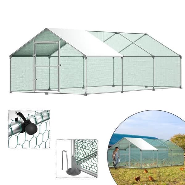 Hönshus - XMTECH - 3x6x2 m - Galvaniserat stål - Utomhus - 18 m²