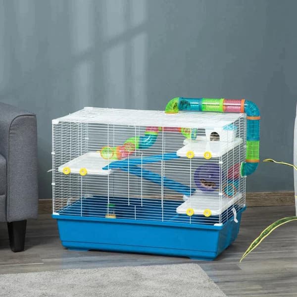 Rootzin hamsterin häkki - Suuri hamsterin häkki - Monikerroksinen Gerbil Haven - Pienjyrsijätalo - Tunneliputkijärjestelmä - Vesipullolla - Harjoitusp