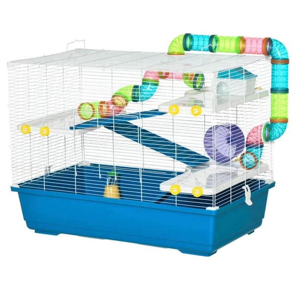 Rootzin hamsterin häkki - Suuri hamsterin häkki - Monikerroksinen Gerbil Haven - Pienjyrsijätalo - Tunneliputkijärjestelmä - Vesipullolla - Harjoitusp