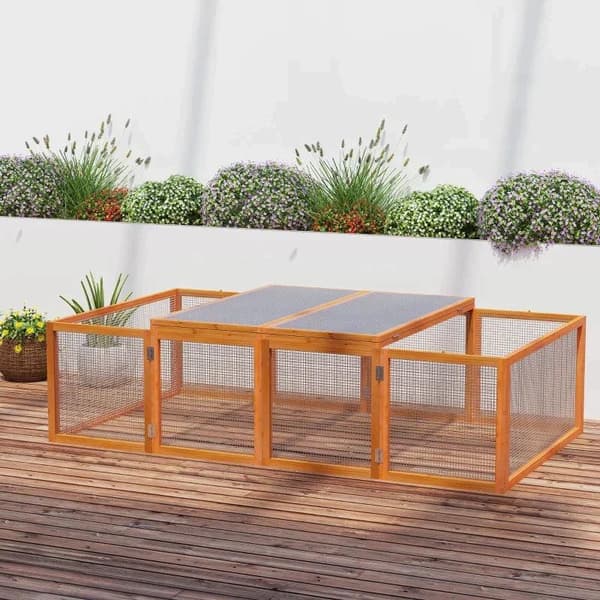 Rootz Rabbit Hutch - Utomhusinhägnad - Smådjursbur - Gran Wood - Nature - 181x100x48cm