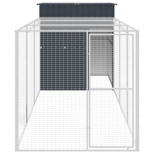 vidaXL hønsehus med løbegård 165x455x181 cm galvaniseret stål antracit