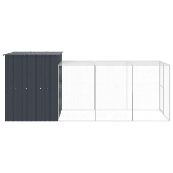 vidaXL hønsehus med løbegård 165x455x181 cm galvaniseret stål antracit