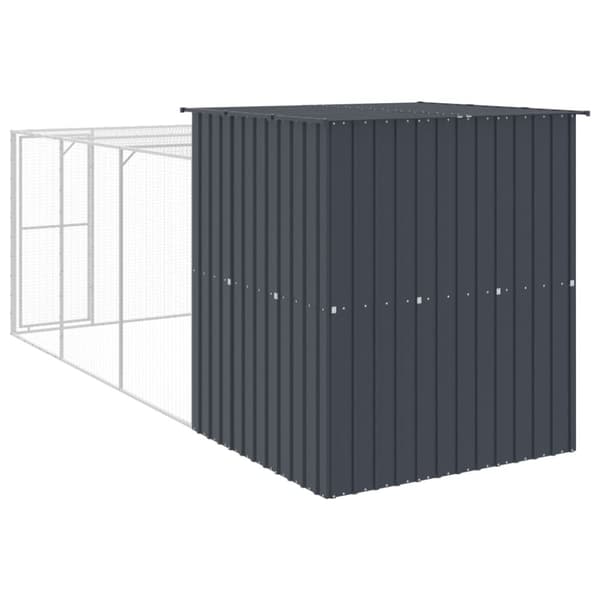 vidaXL hønsehus med løbegård 165x455x181 cm galvaniseret stål antracit