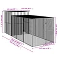 Miniatyrbillede 8 af 8: vidaXL hønsehus med løbegård 165x455x181 cm galvaniseret stål antracit
