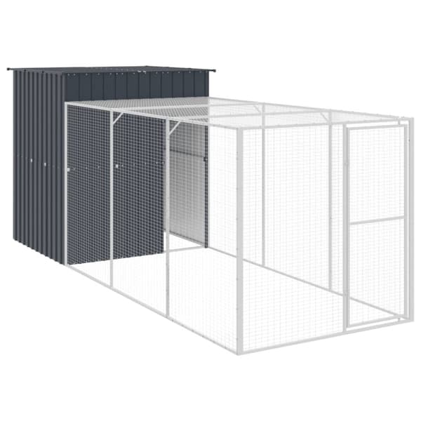 vidaXL hønsehus med løbegård 165x455x181 cm galvaniseret stål antracit