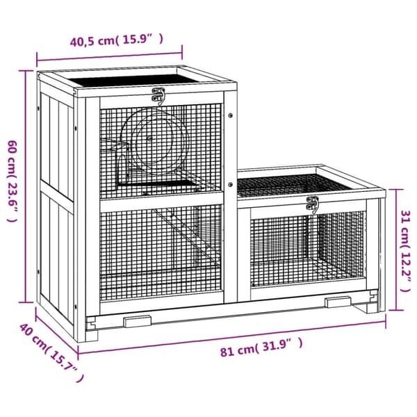 vidaXL hamsterbur 81x40x60 cm massivt fyrretræ