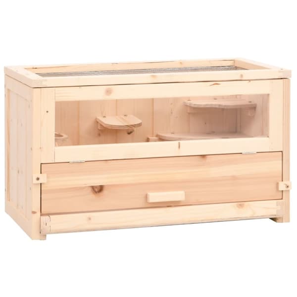 vidaXL hamsterbur 60x30x35 cm massivt fyrretræ