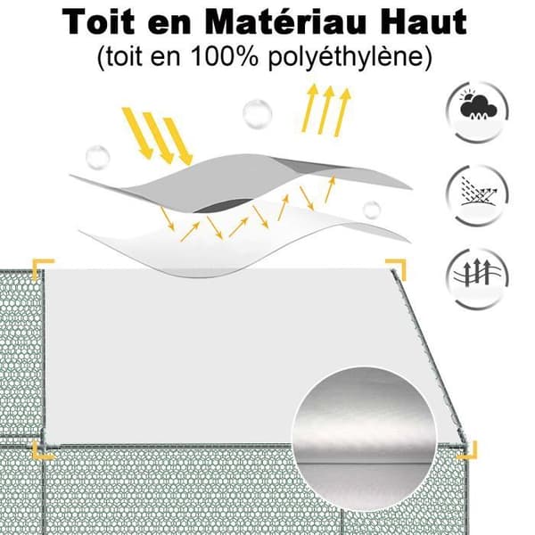 LZQ hönshus med lås 3x8x2m galvaniserat stål för små husdjur