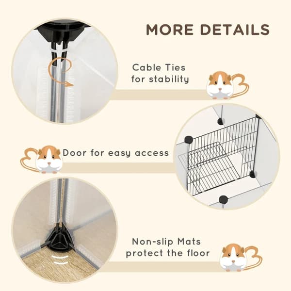 Rootz DIY udendørs kabinet - Small Animal Gate - 18 Paneler - Inkluderer monteringsmateriale - Modulært system - Sort + Hvid - 175L x 70W x 45H cm.