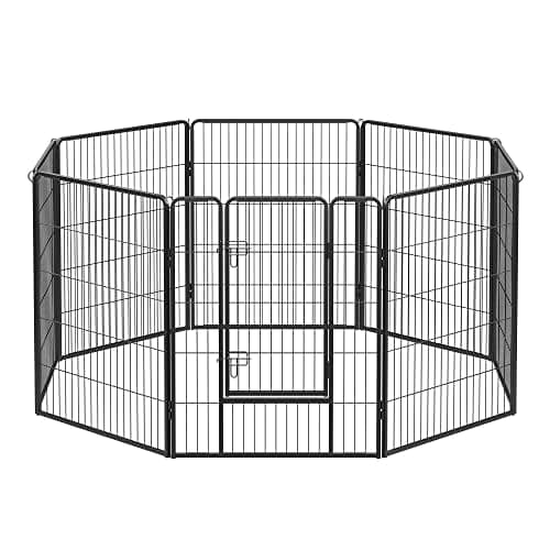 Feandrea 8 Panel Lemmikkien leikkikehä Heavy Duty Dog Aita 77 x 100cm musta