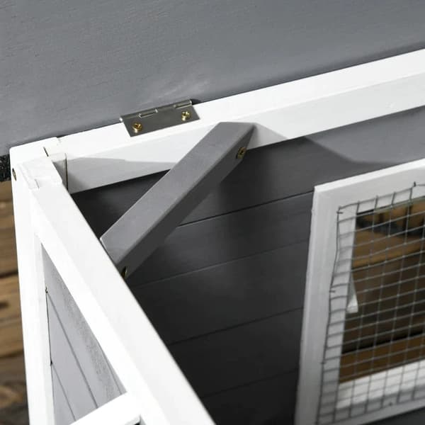 Rootz Solid Wood Dog Kennel - Väderbeständig - Asfalttak - Avtagbar bas - Grå + Vit - 109cm x 79cm x 72cm