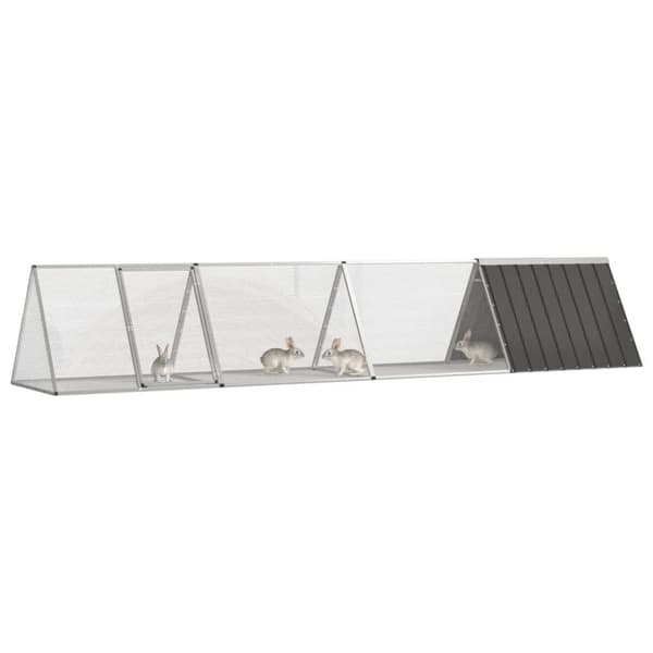 kaninbur 403,5x80,5x71 cm galvaniseret stål antracitgrå