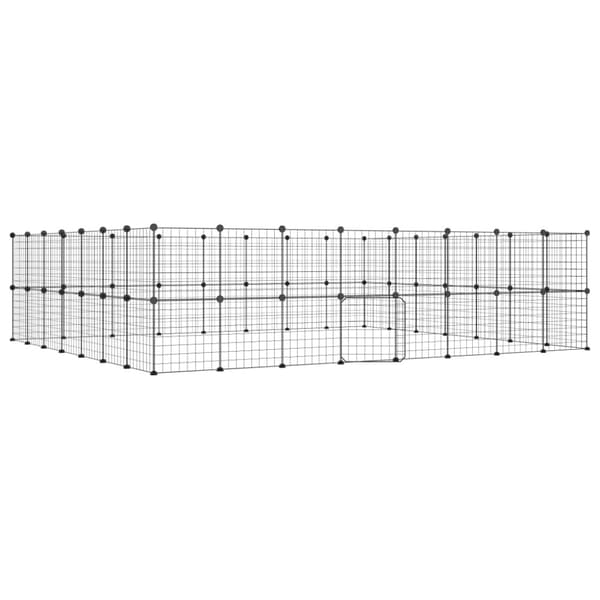 60-panels kæledyrsindhegning med låge 35x35 cm stål sort