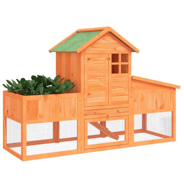 Kaninbur brun 170x63x113 cm massiv furu