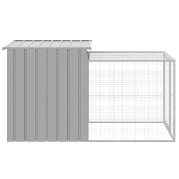 hønsehus med løbegård 110x201x110 cm galvaniseret stål lysegrå