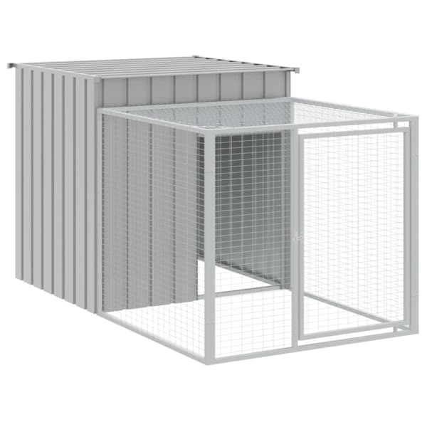 hønsehus med løbegård 110x201x110 cm galvaniseret stål lysegrå