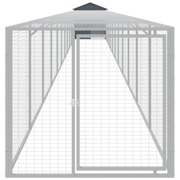 hønsehus m. løbegård 117x1221x123 cm galvaniseret stål antracit