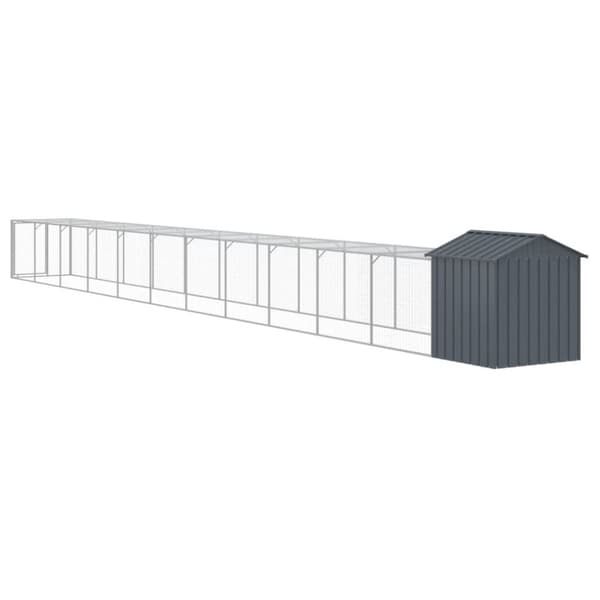 hønsehus m. løbegård 117x1221x123 cm galvaniseret stål antracit