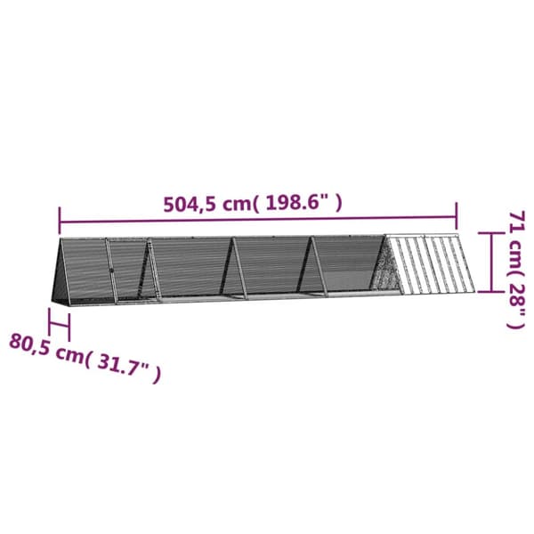 kaninbur 504,5x80,5x71 cm galvaniseret stål antracitgrå