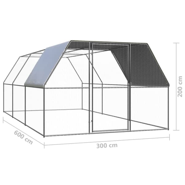 Ulkotilan kanahäkki 3x6x2 m galvanoitu teräs