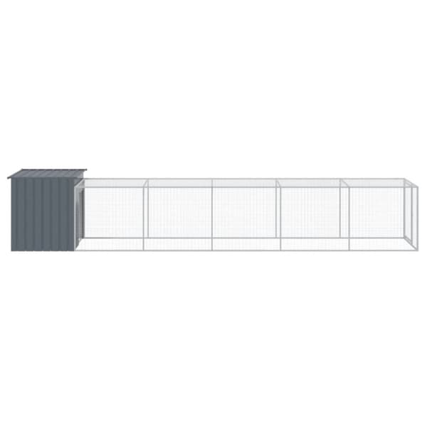 hønsehus med løbegård 110x609x110 cm galvaniseret stål antracit